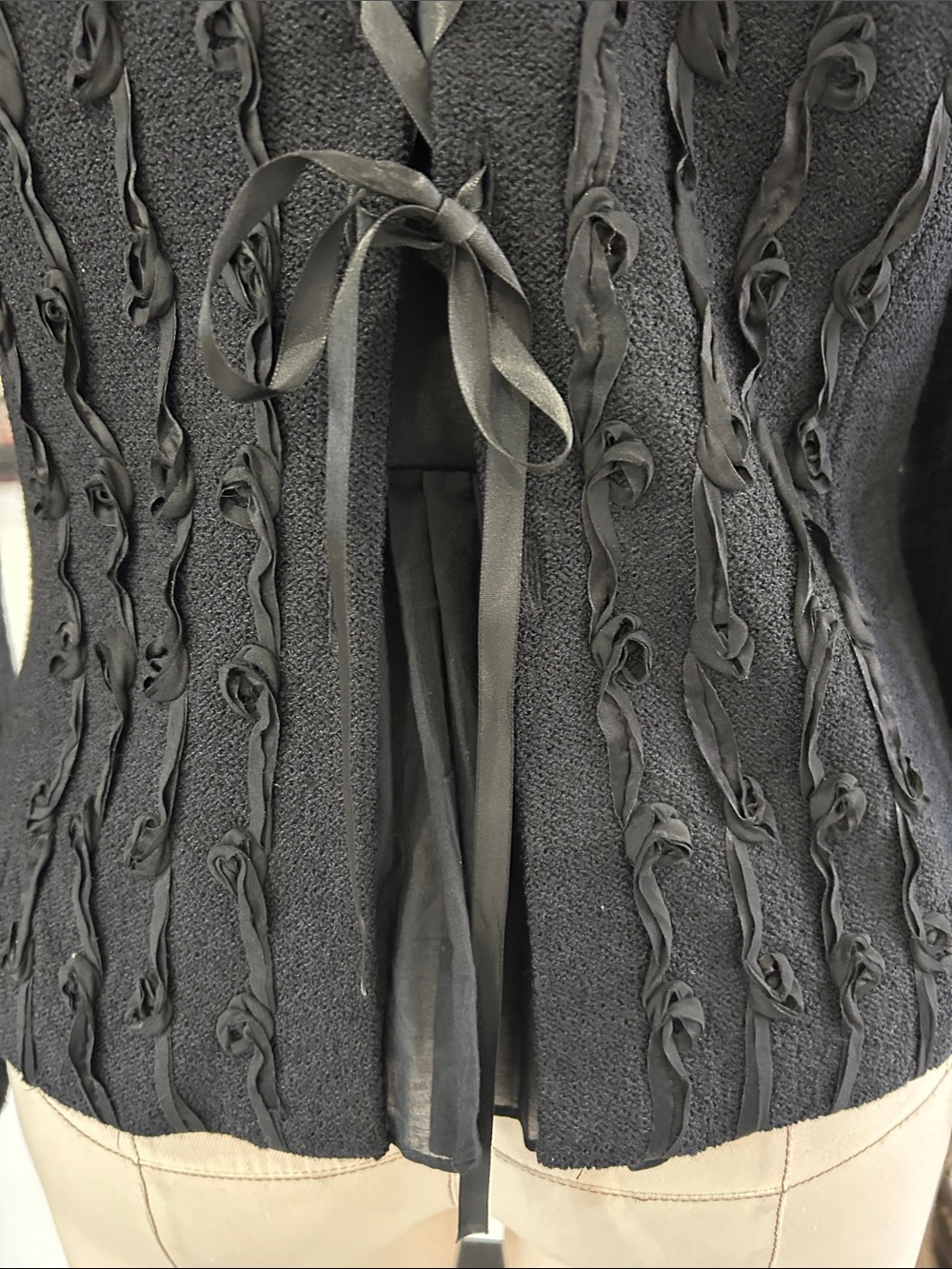 St. John Couture lace up ribbon fashion fit jacket black Size 10 - Picture 5 of 12